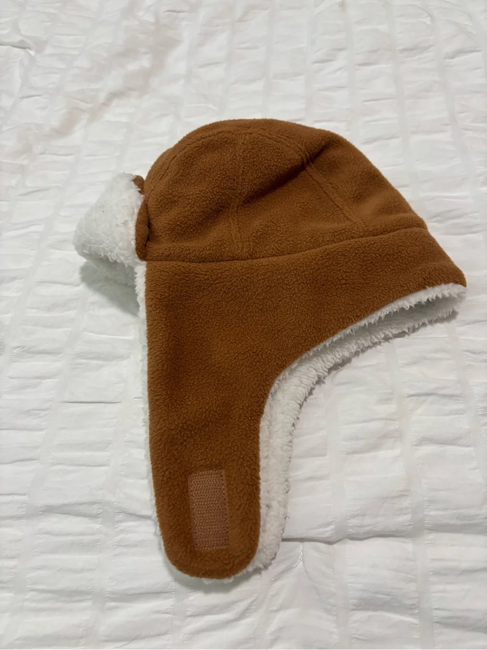 Carhartt Kids Brown Fleece Trapper Hat with Cream Sherpa